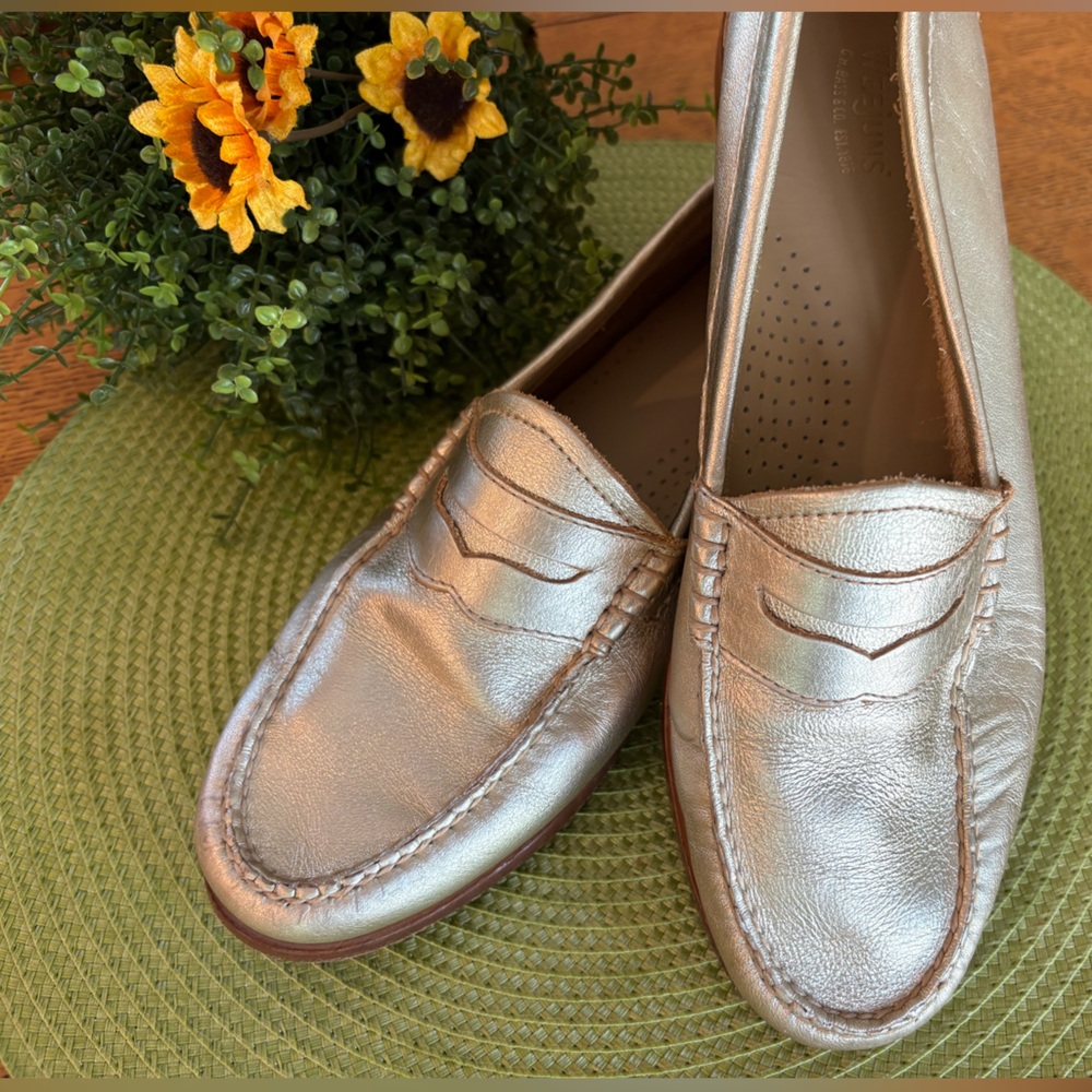 G. H. Bass & Co. Weejuns Gold Penny Loafers, Size 9w